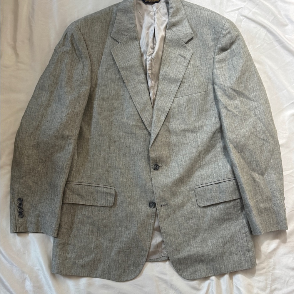 VTG Brooks Brothers Classic Made in USA herringbone tan Blazer